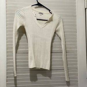 EUC Ribbed V Neck Long Sleeve Knit